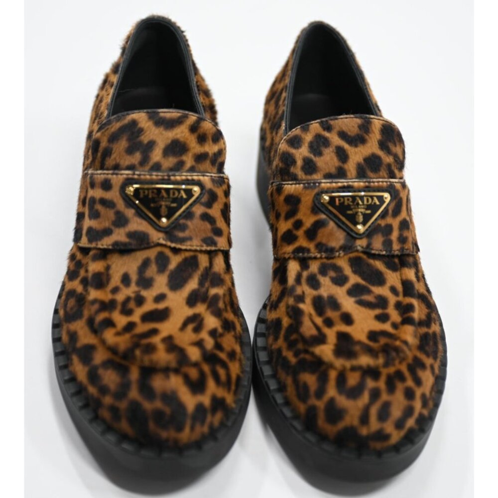 Prada Chocolate Printed Leather Loafers in Honey - Picture 4 of 12